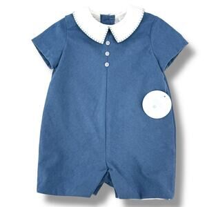 Edgehill Collection Peter Pan Collar Corduroy Jon Jon Romper Baby Boy Size 18 Mo